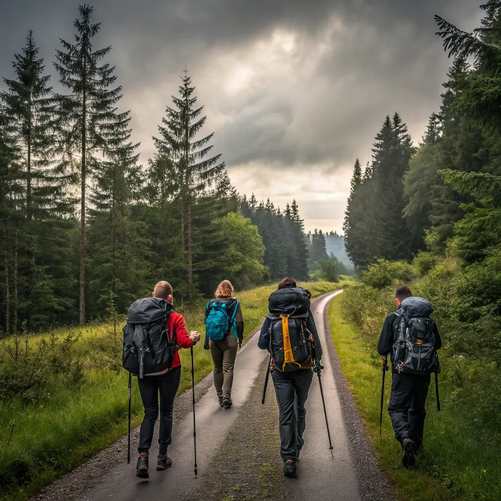 Small group hiking